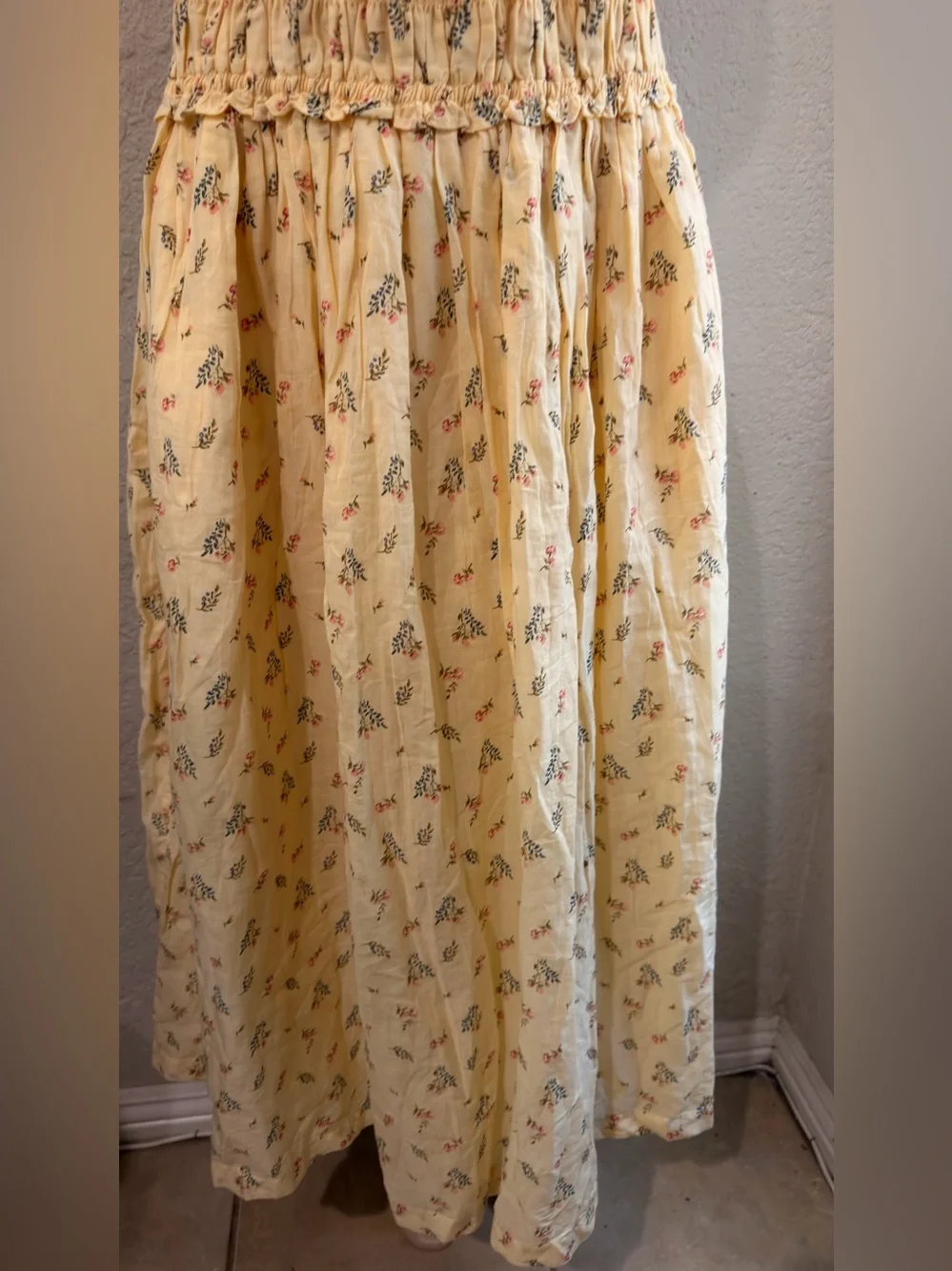 Abercrombie & Fitch Bra-Free Smocked Drop-Waist Maxi size Small 100% cotton NWT